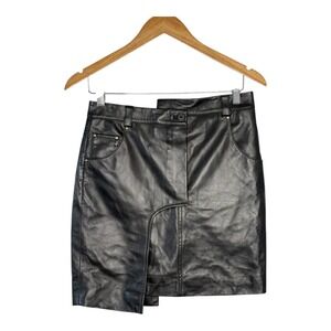 LITA by Ciara Black Leather Mini Skirt Asymmetrical Edgy Rock‎ Chic Size 4 NWT